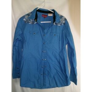 Panhandle Slim Western Shirt Sequin‎ Embellished Long Sleeve Blue XL